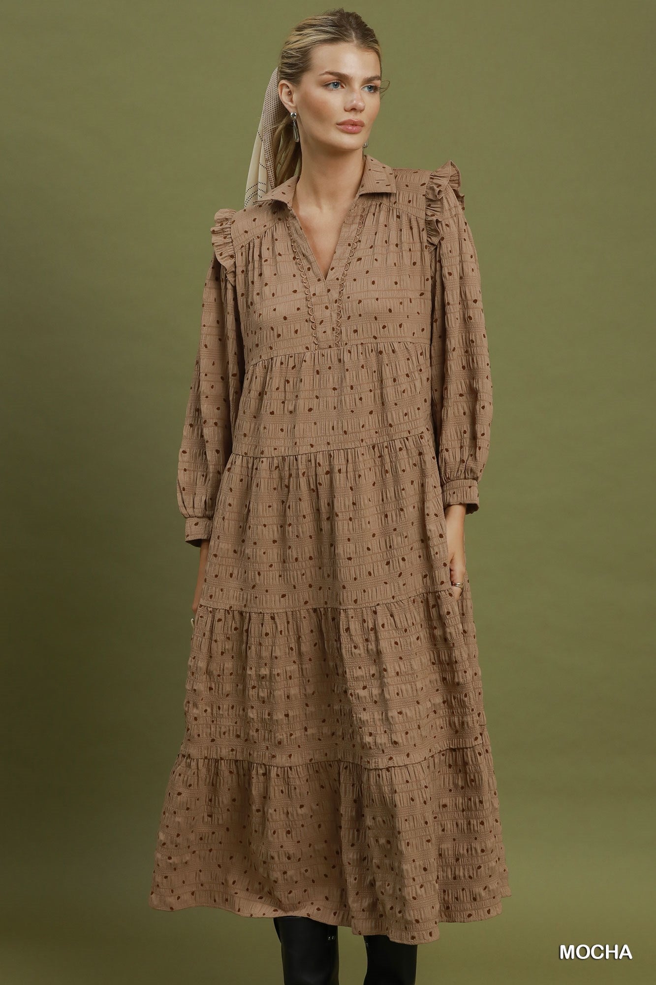 Swiss Dot Tiered Midi Dress