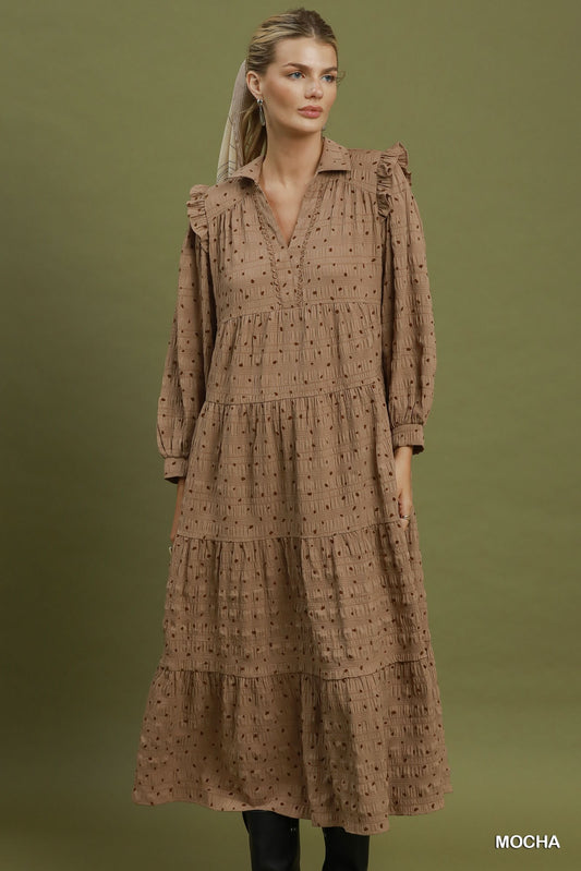 Swiss Dot Tiered Midi Dress