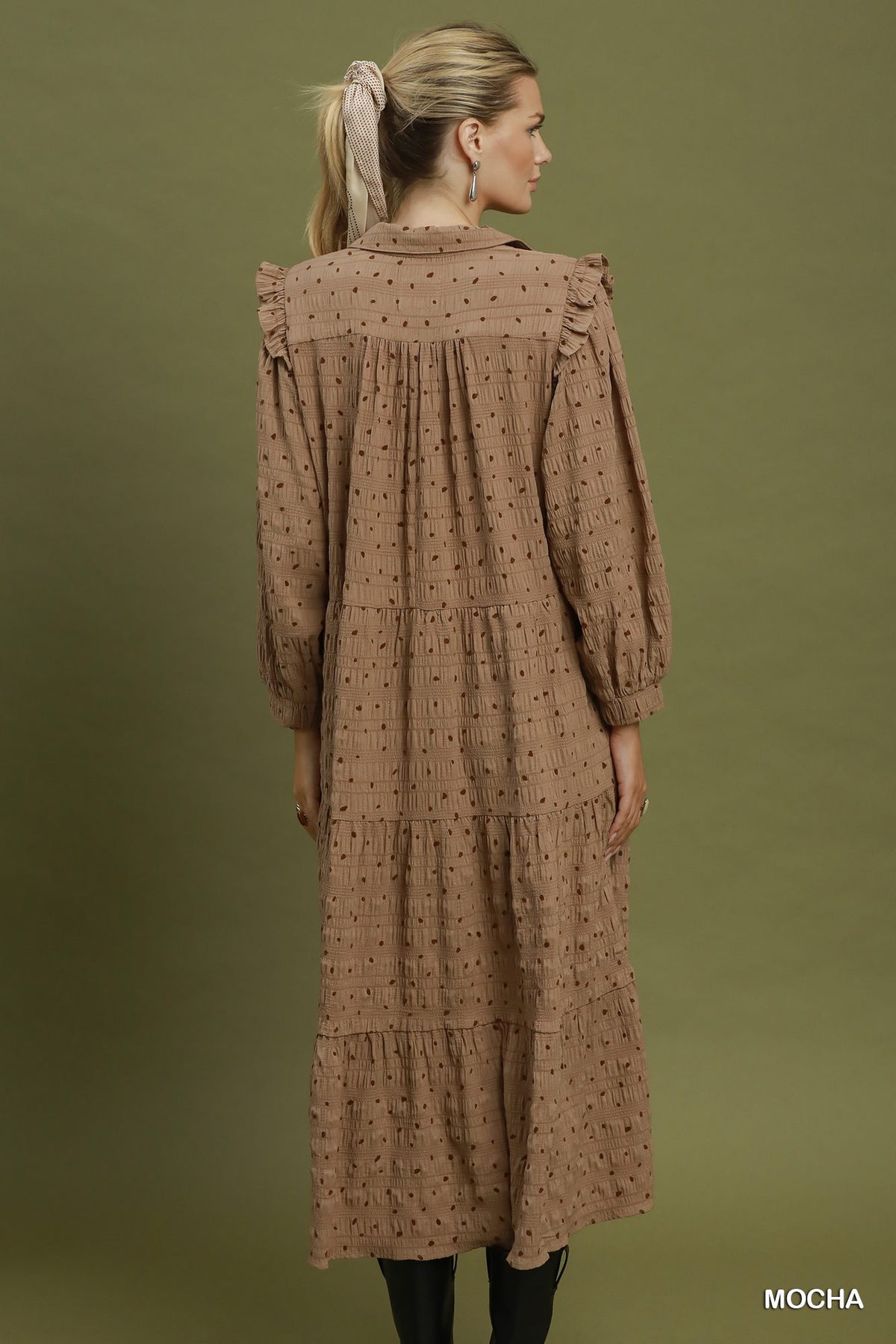 Swiss Dot Tiered Midi Dress