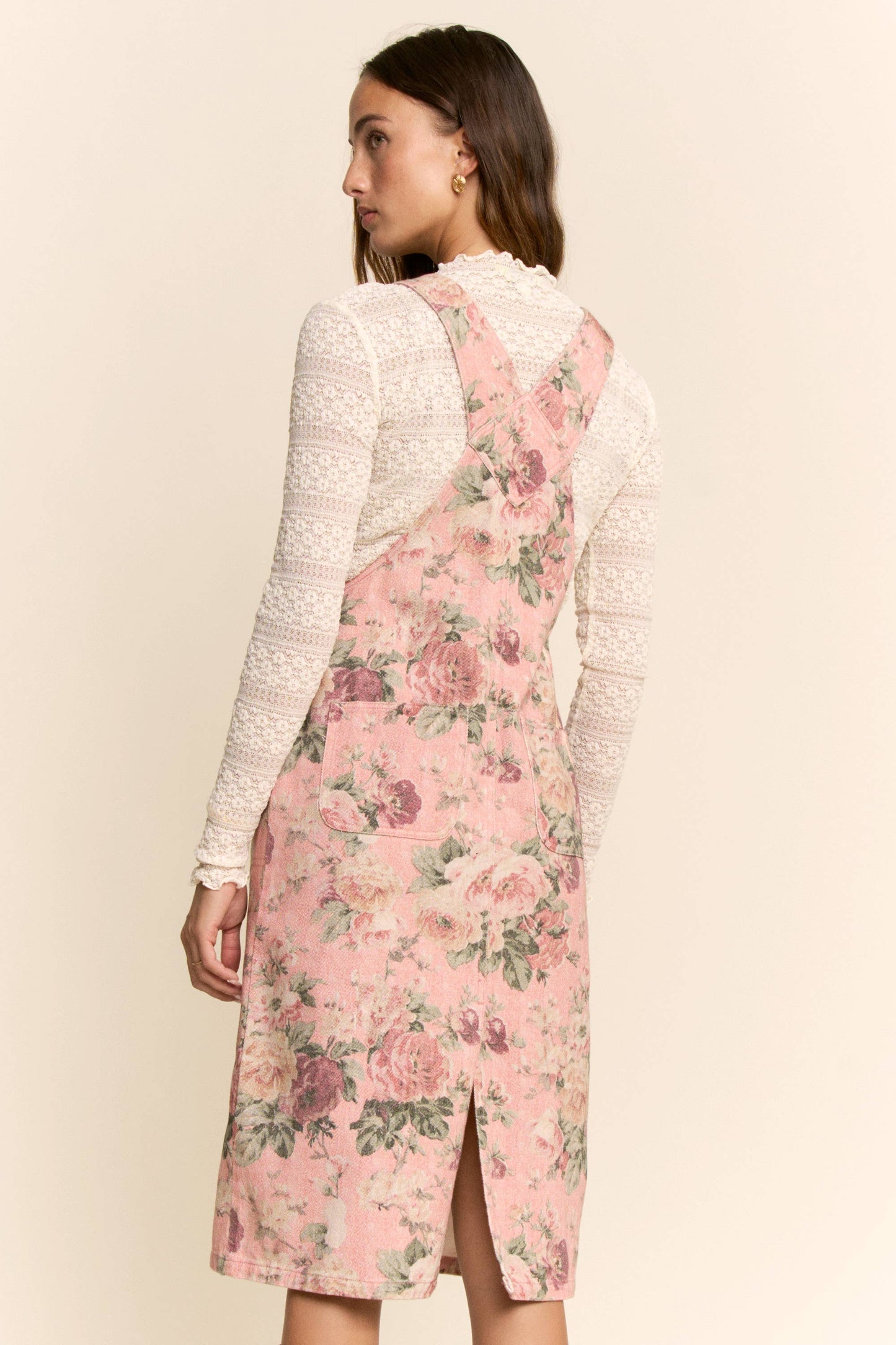 GARDEN FLOWER PRINTED DENIM SKIRTALL DRESS