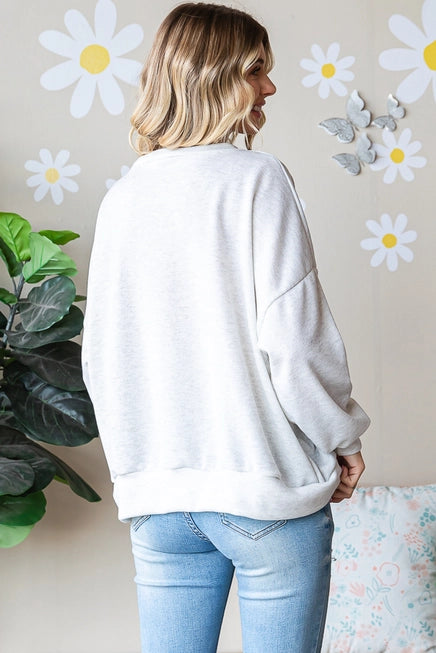 Oversized Sequined Cherry Graphic Sweatshirt - Cozy Western Vibe Pullover
