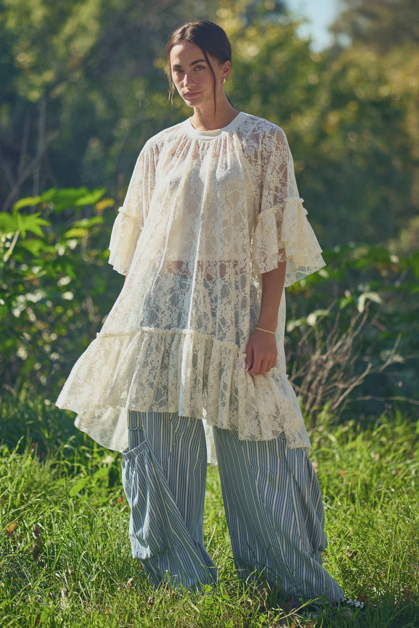 Sheer Lace Flowy Tunic