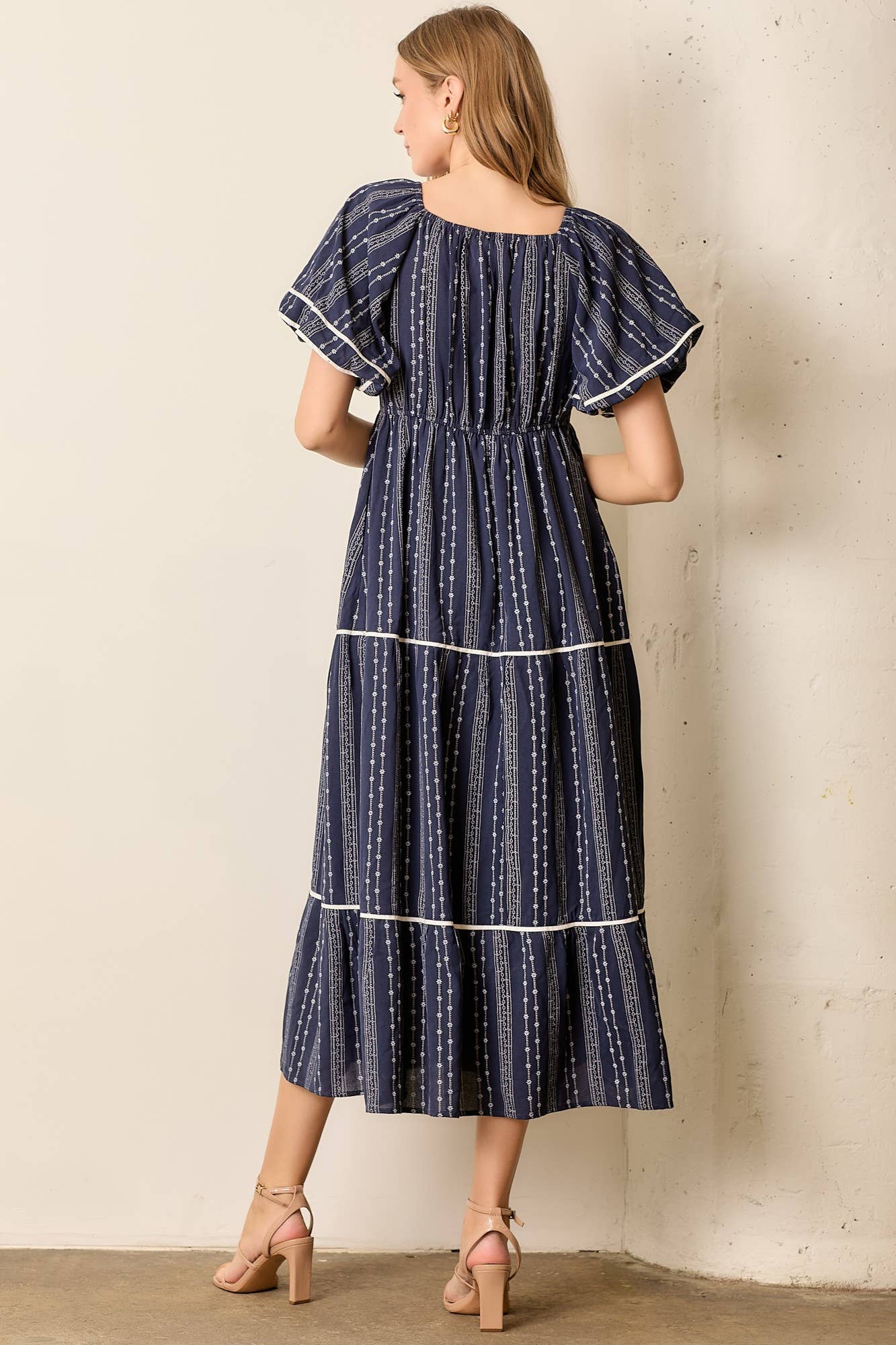Navy Stripe Maxi Dress (Curvy)
