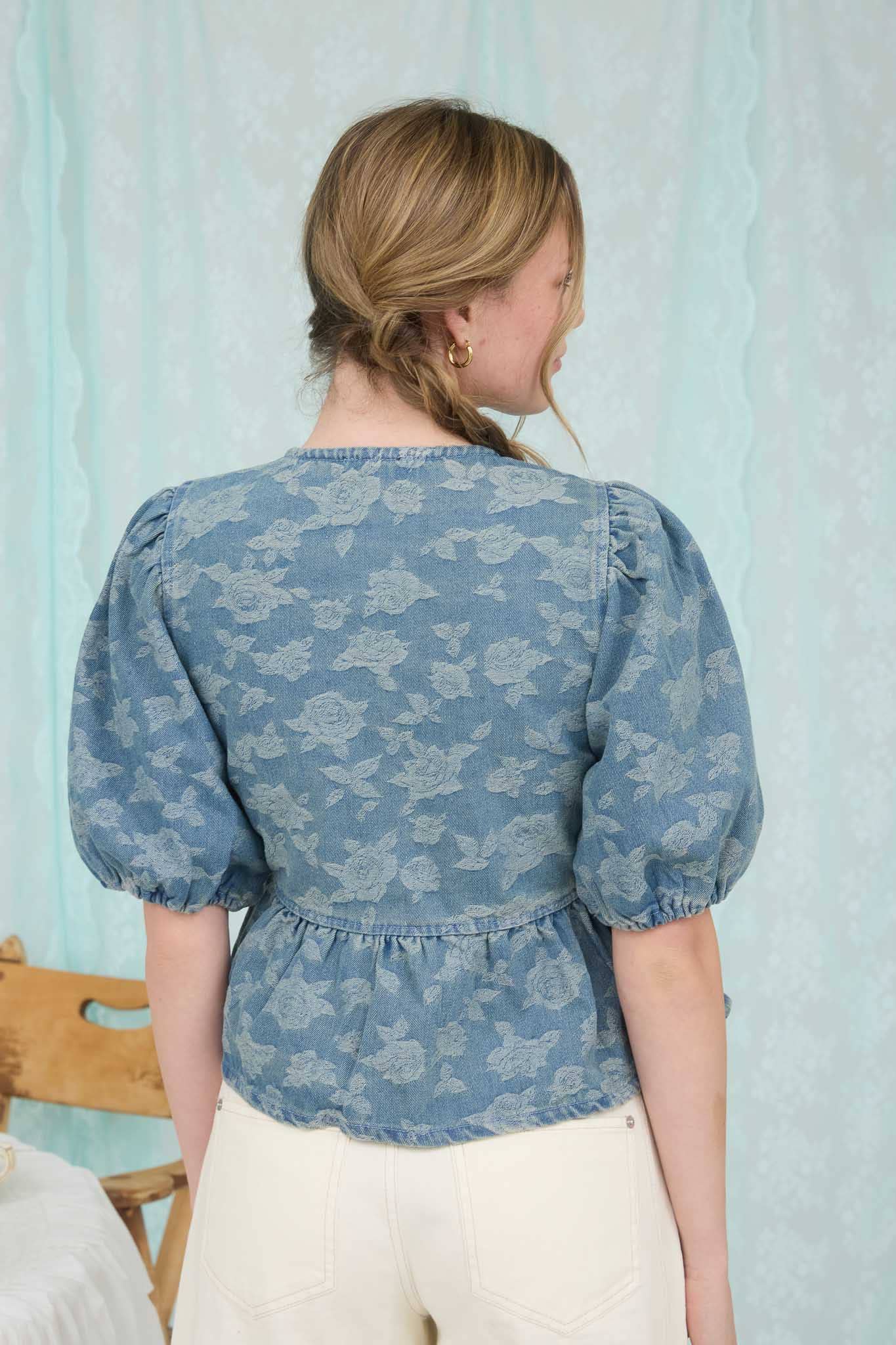 Denim Rose Top