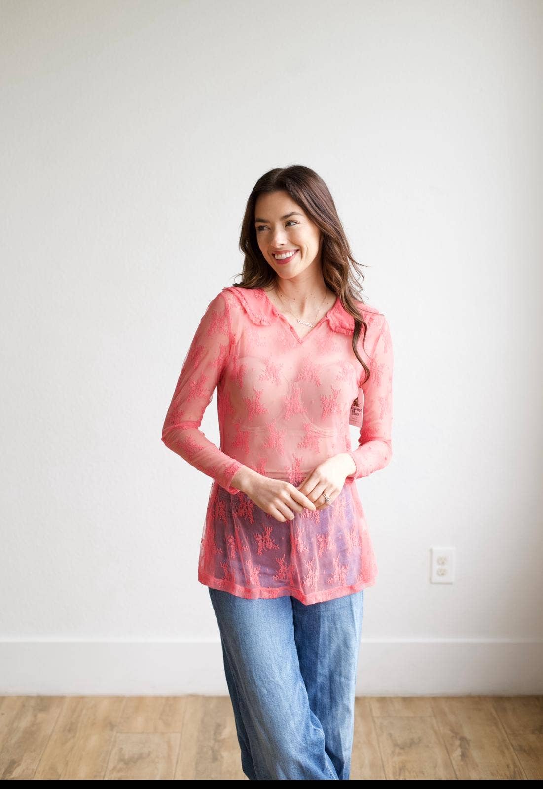 Pink Collar Lace Top