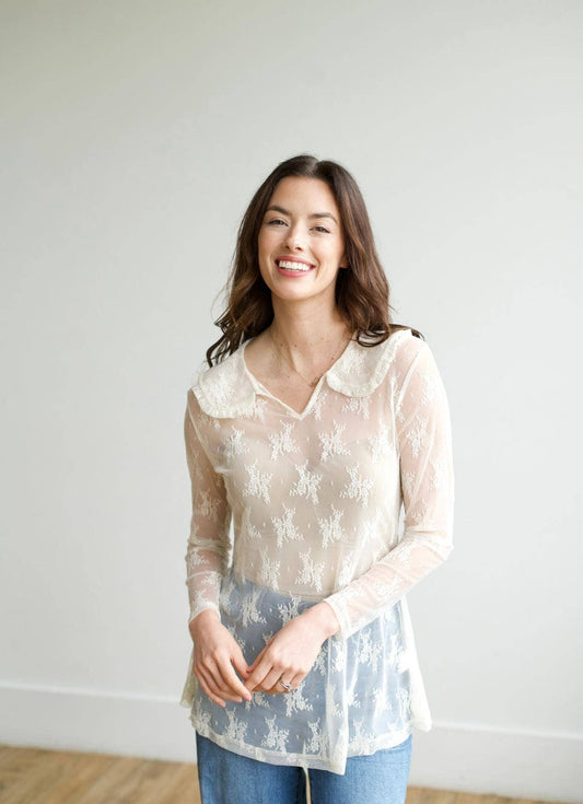 Ivory Collar Lace Top