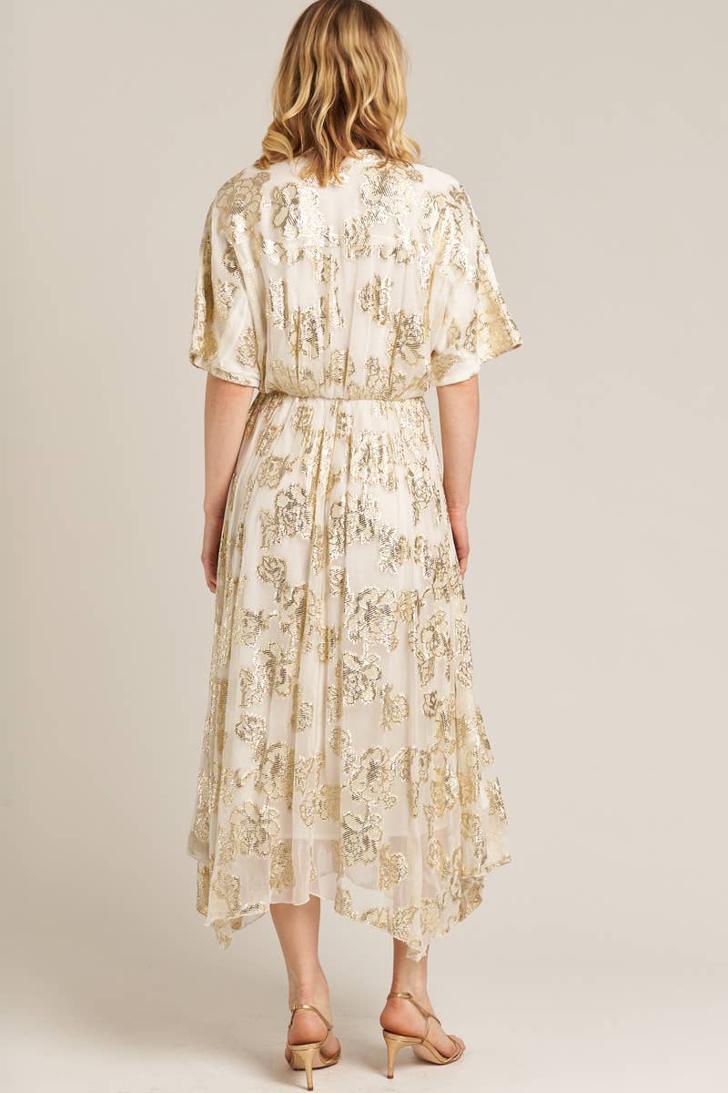 V-Neck Kimono Sleeve Maxi Dress