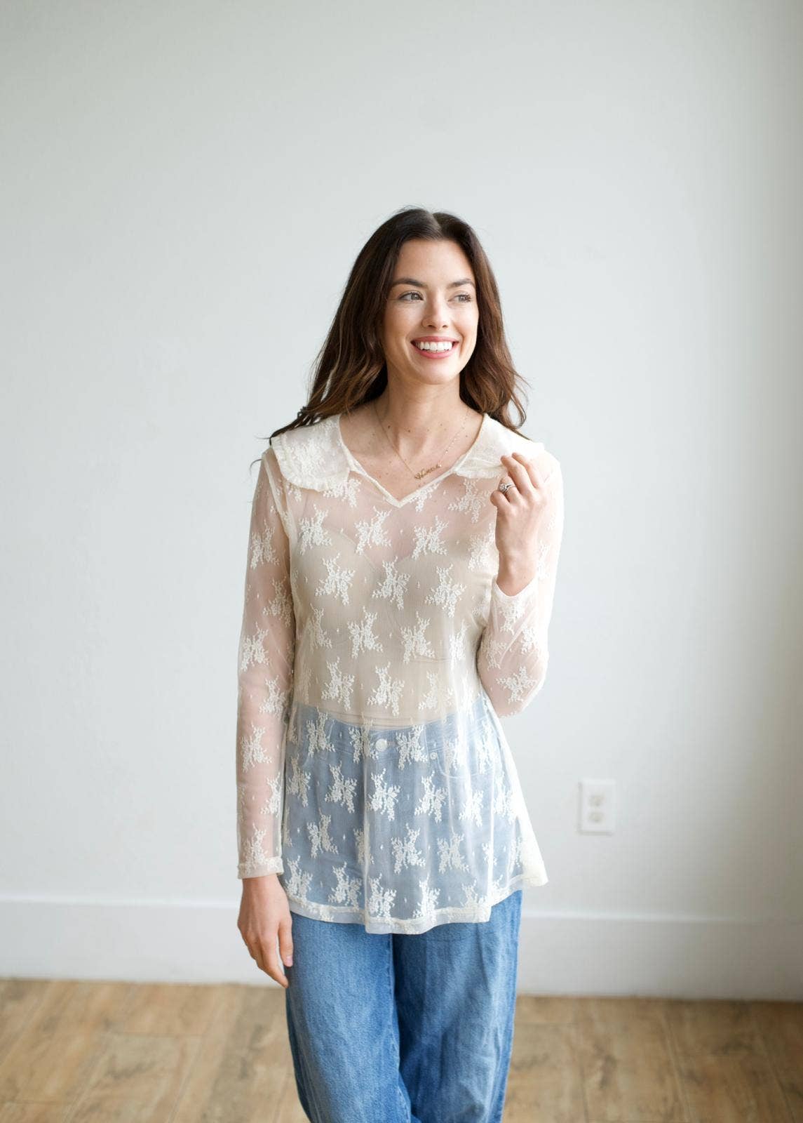 Ivory Collar Lace Top