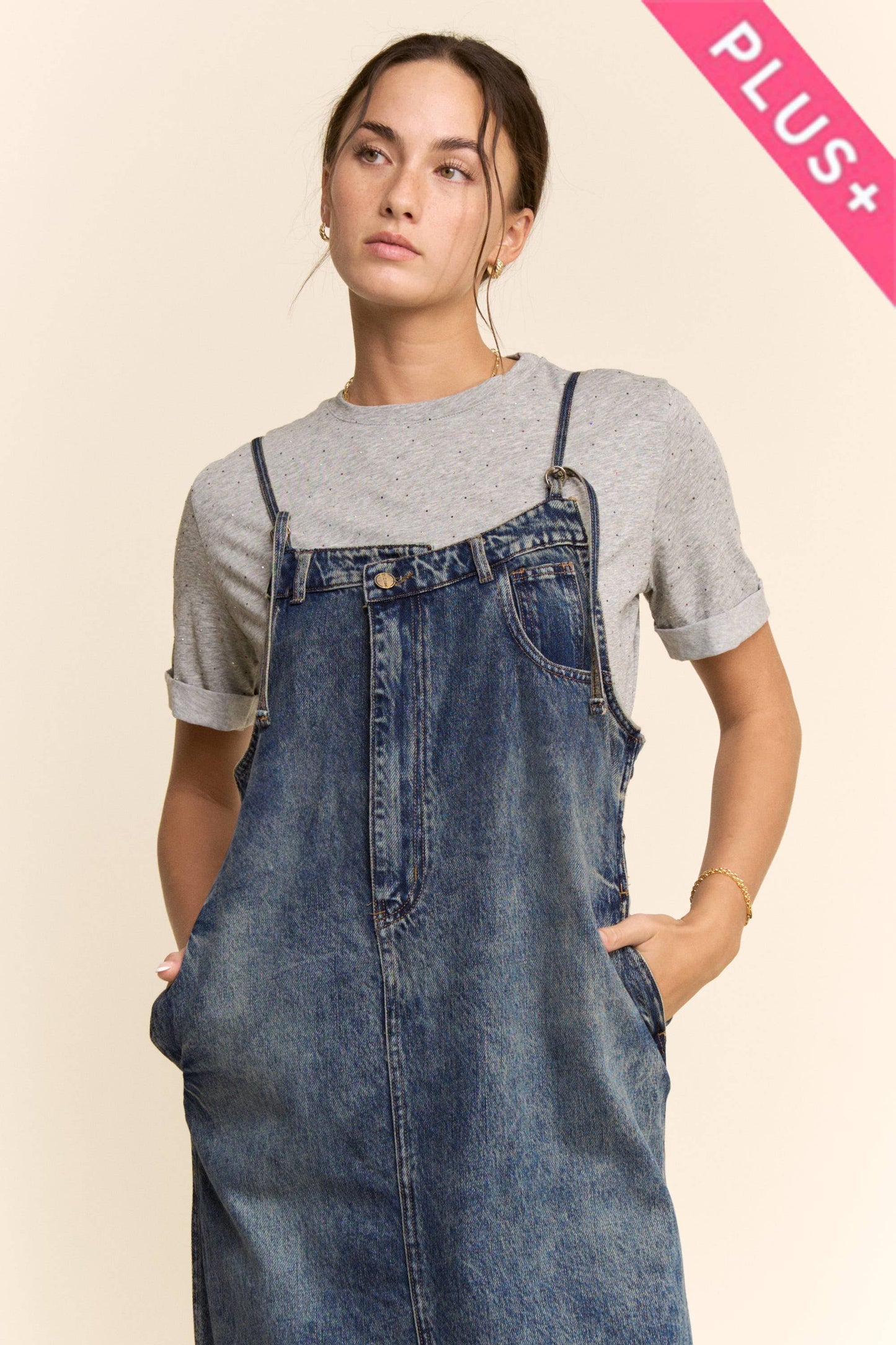CASUAL DENIM SLIP DRESS SPAGHETTI STRAPS (Curvy)