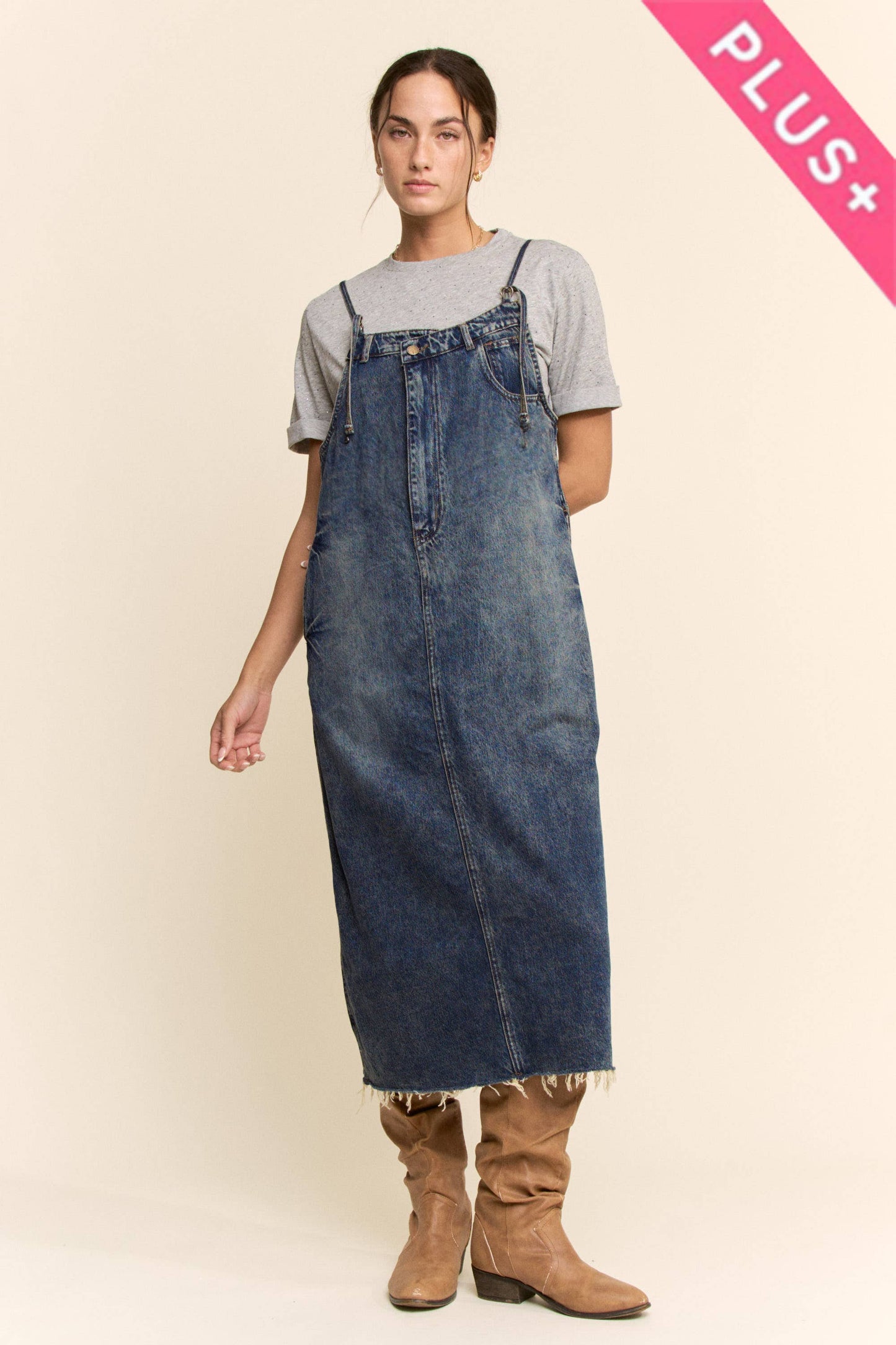 CASUAL DENIM SLIP DRESS SPAGHETTI STRAPS (Curvy)