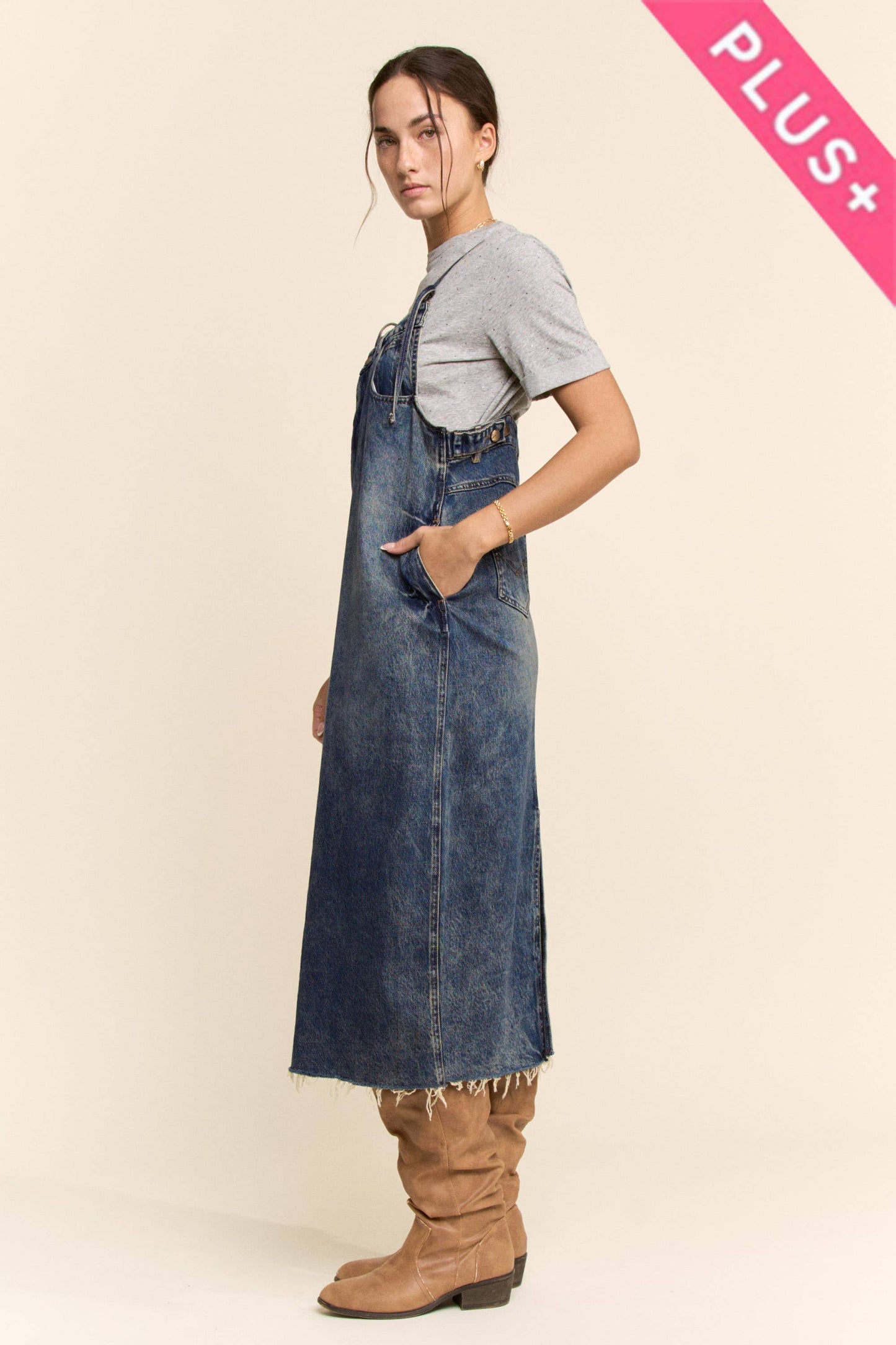 CASUAL DENIM SLIP DRESS SPAGHETTI STRAPS (Curvy)