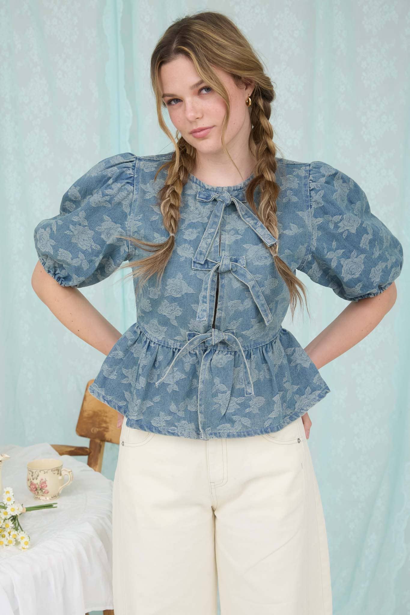Denim Rose Top