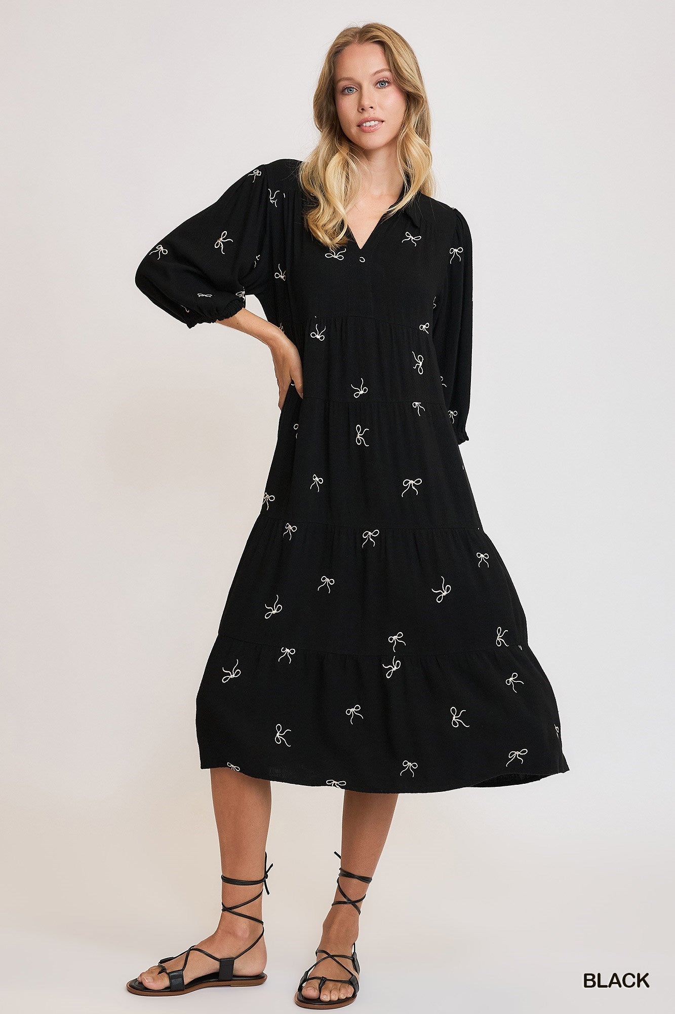 Bow Embroidered Dress