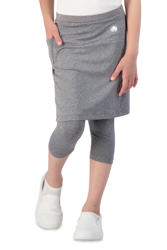 Girls Modest Athletic Skirt with Attached Leggings – Quick Dry Sport Skort for School & Active Play
