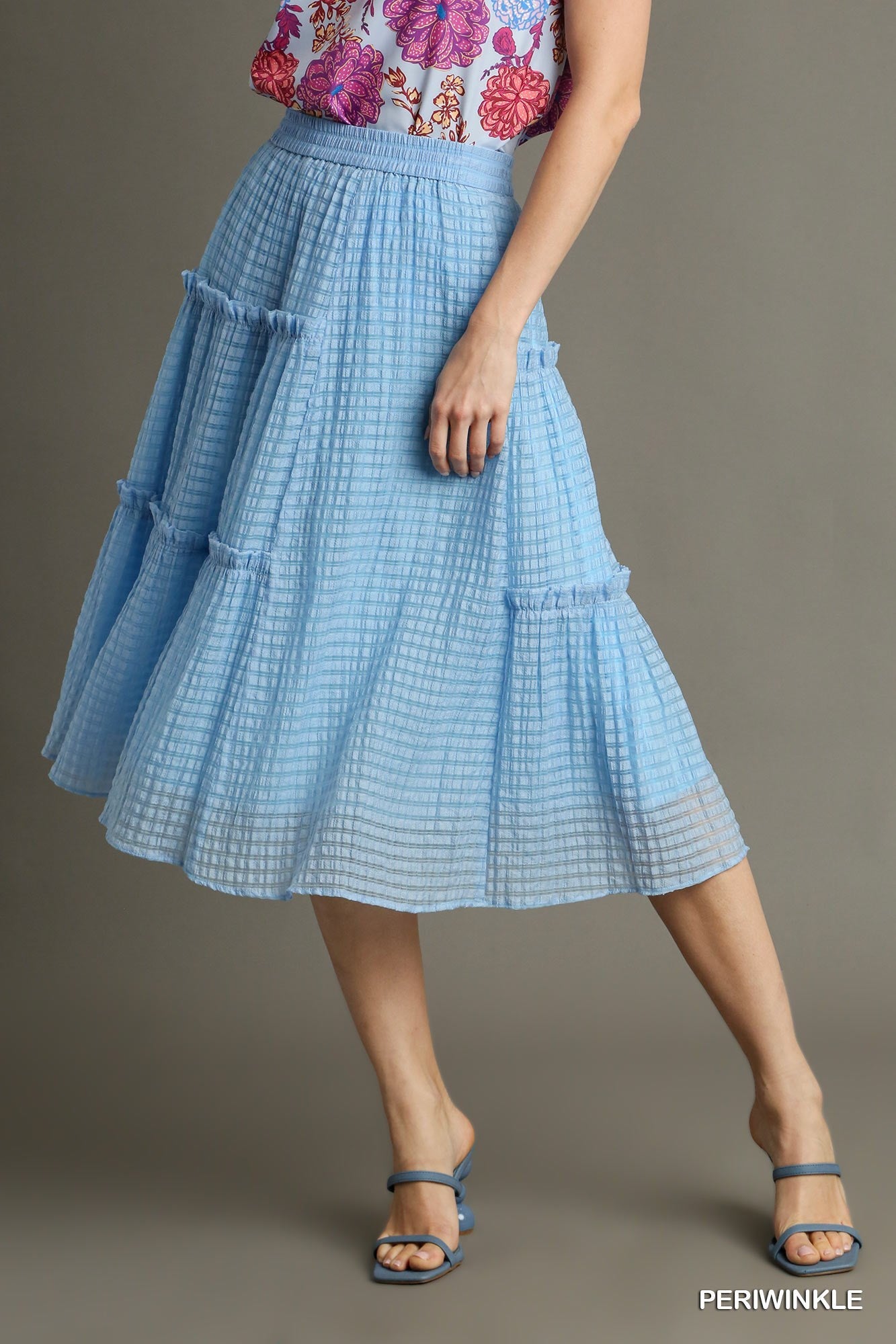 Elegant Tulle Tiered Midi Skirt