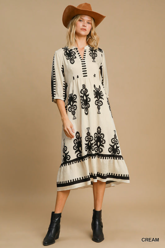 Two Tone Abstract Print Dress