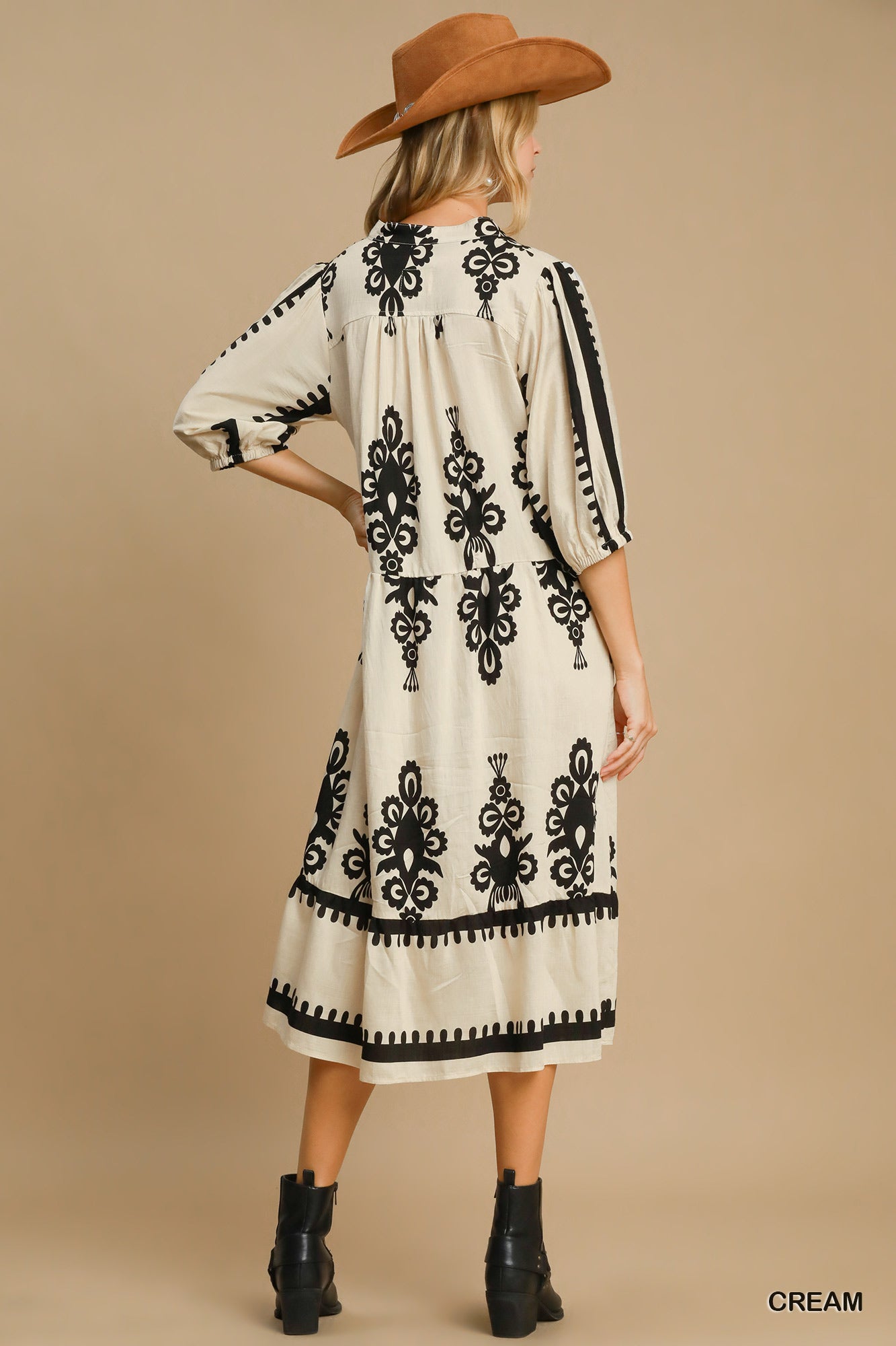 Two Tone Abstract Print Dress