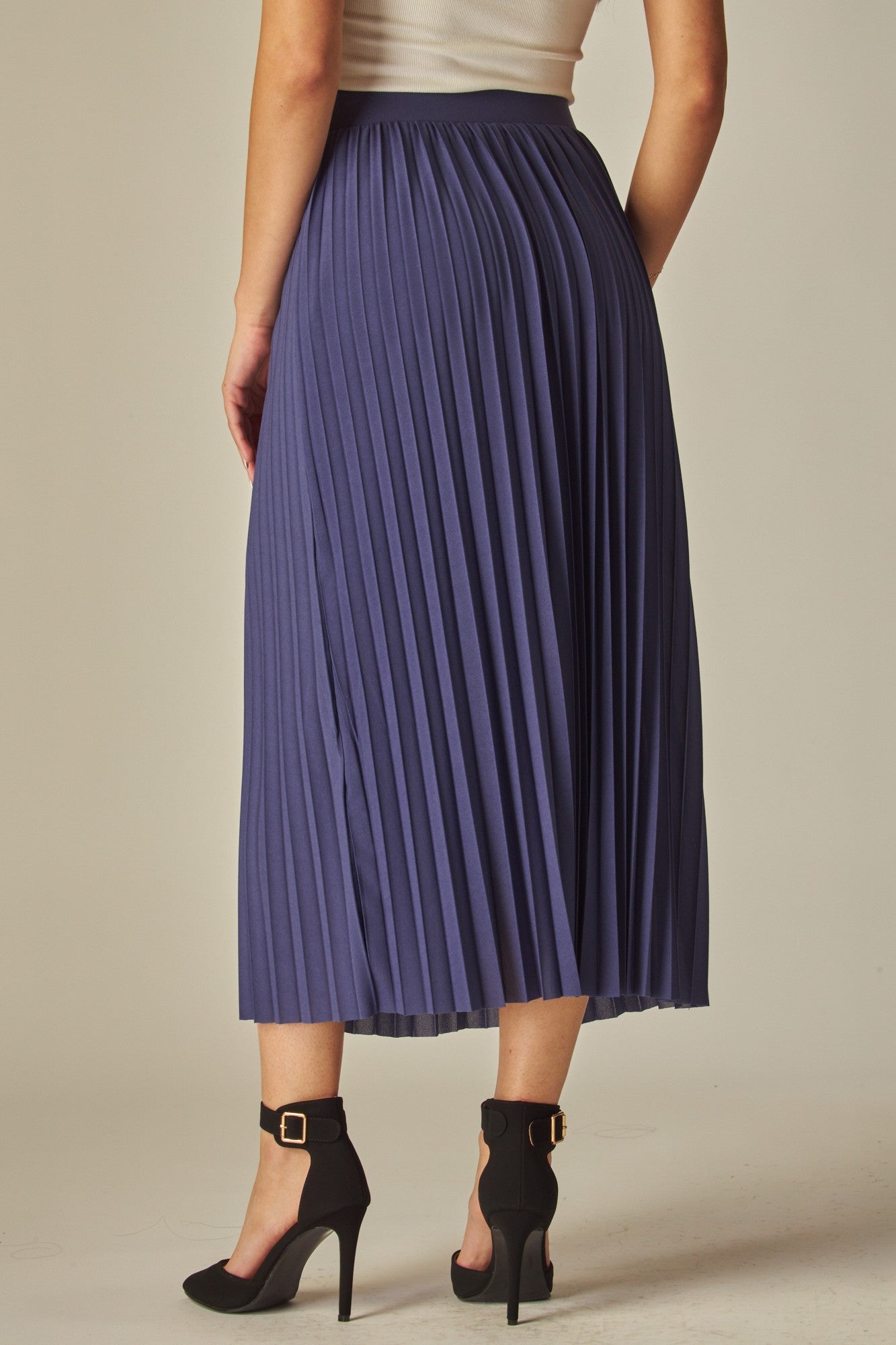 Matte Satin Pleated Maxi Skirt