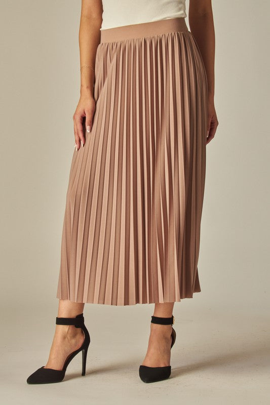 Matte Satin Pleated Maxi Skirt