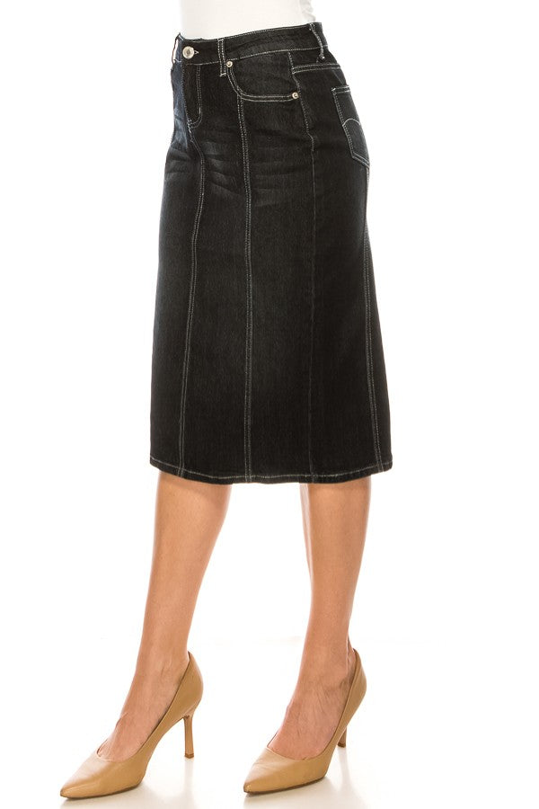 Triple Seam Denim Skirt