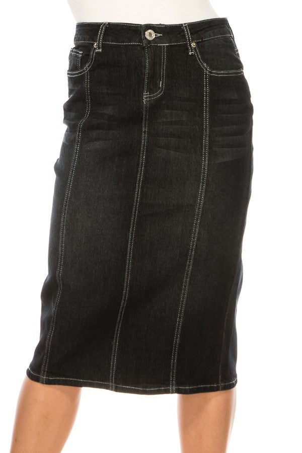 Triple Seam Denim Skirt