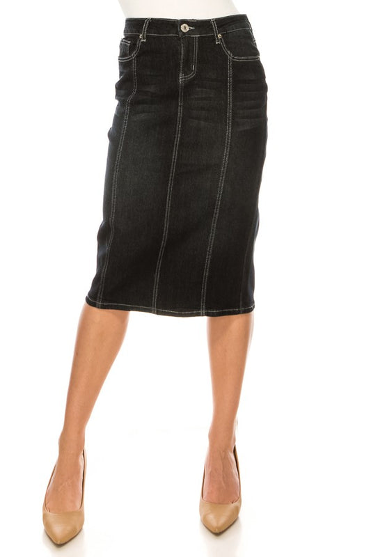 Triple Seam Denim Skirt