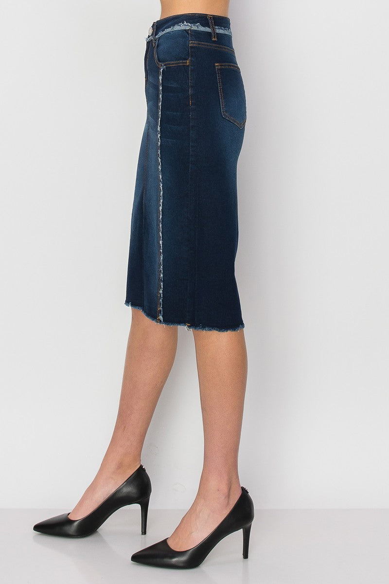 Raw Seam Denim Skirt