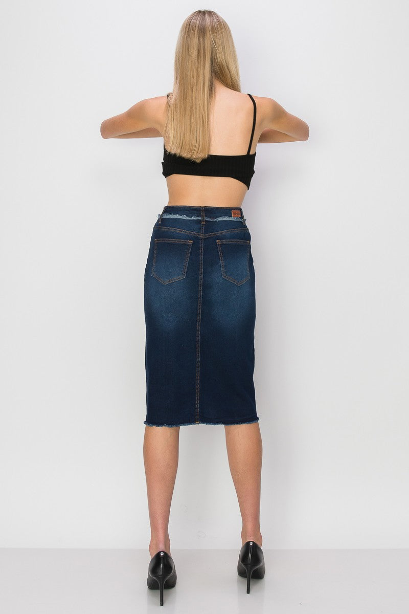 Raw Seam Denim Skirt