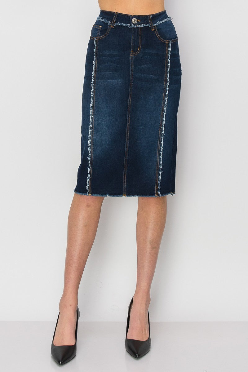 Raw Seam Denim Skirt