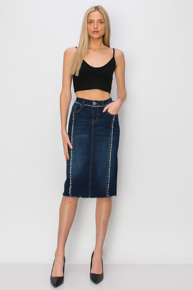 Raw Seam Denim Skirt