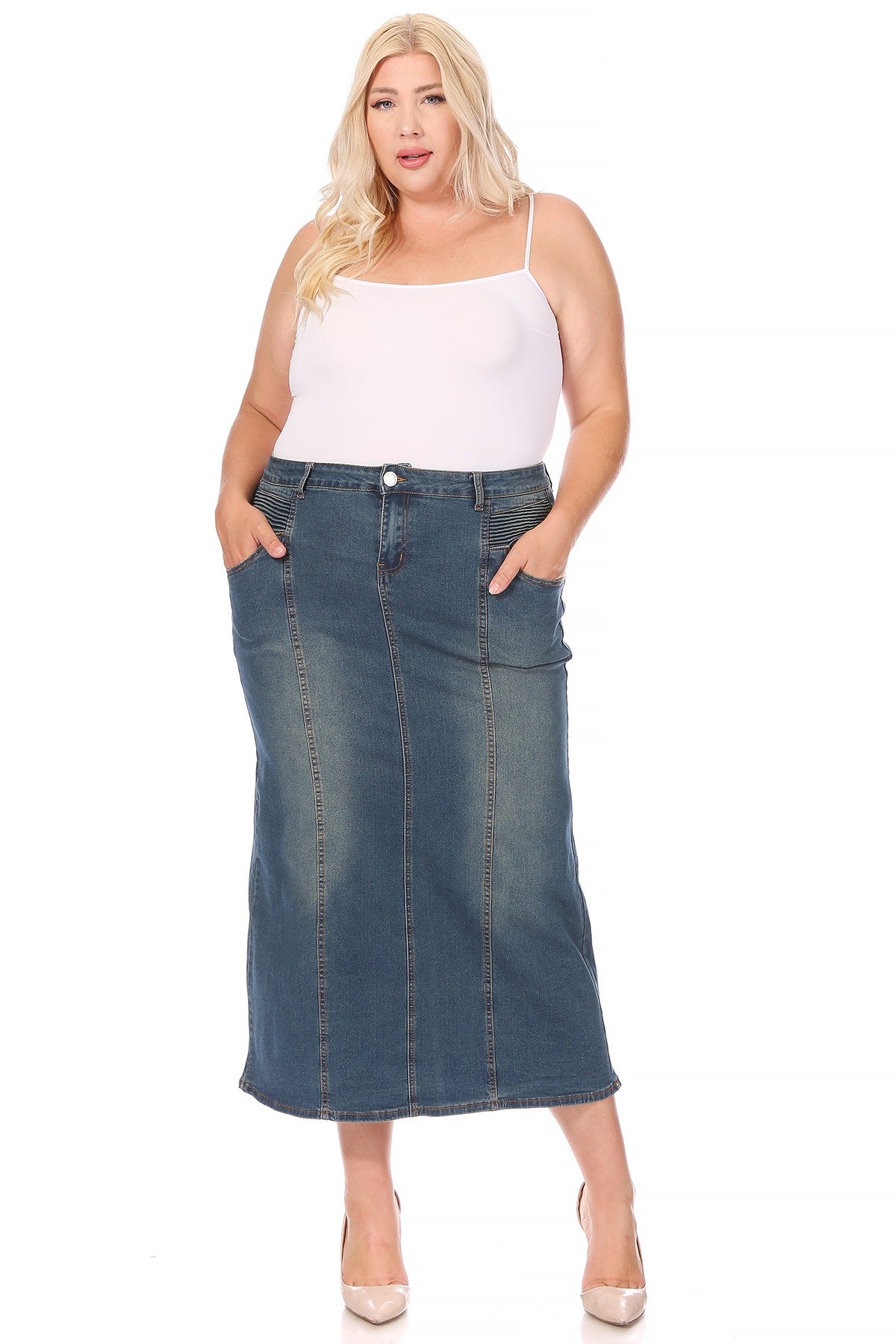 Moto Waist Maxi Denim Plus