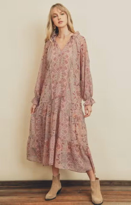 Ruffled Collar Boho Dress