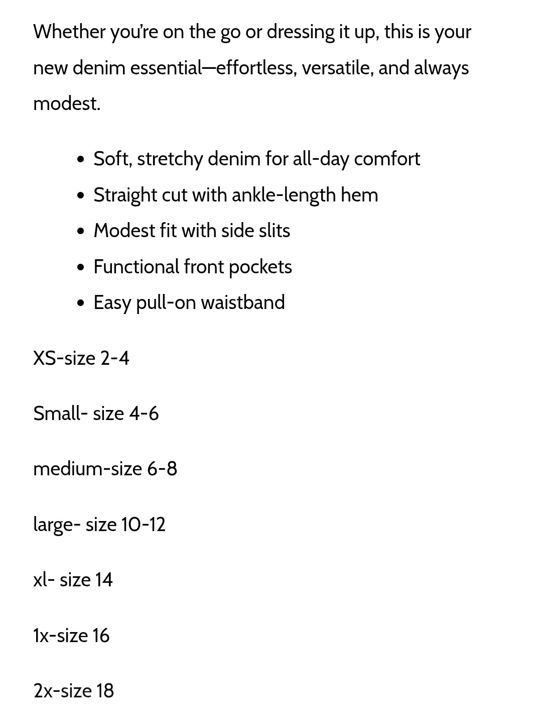 Modest Stretch Denim Maxi Skirt for Women - A-Line Everyday Essential