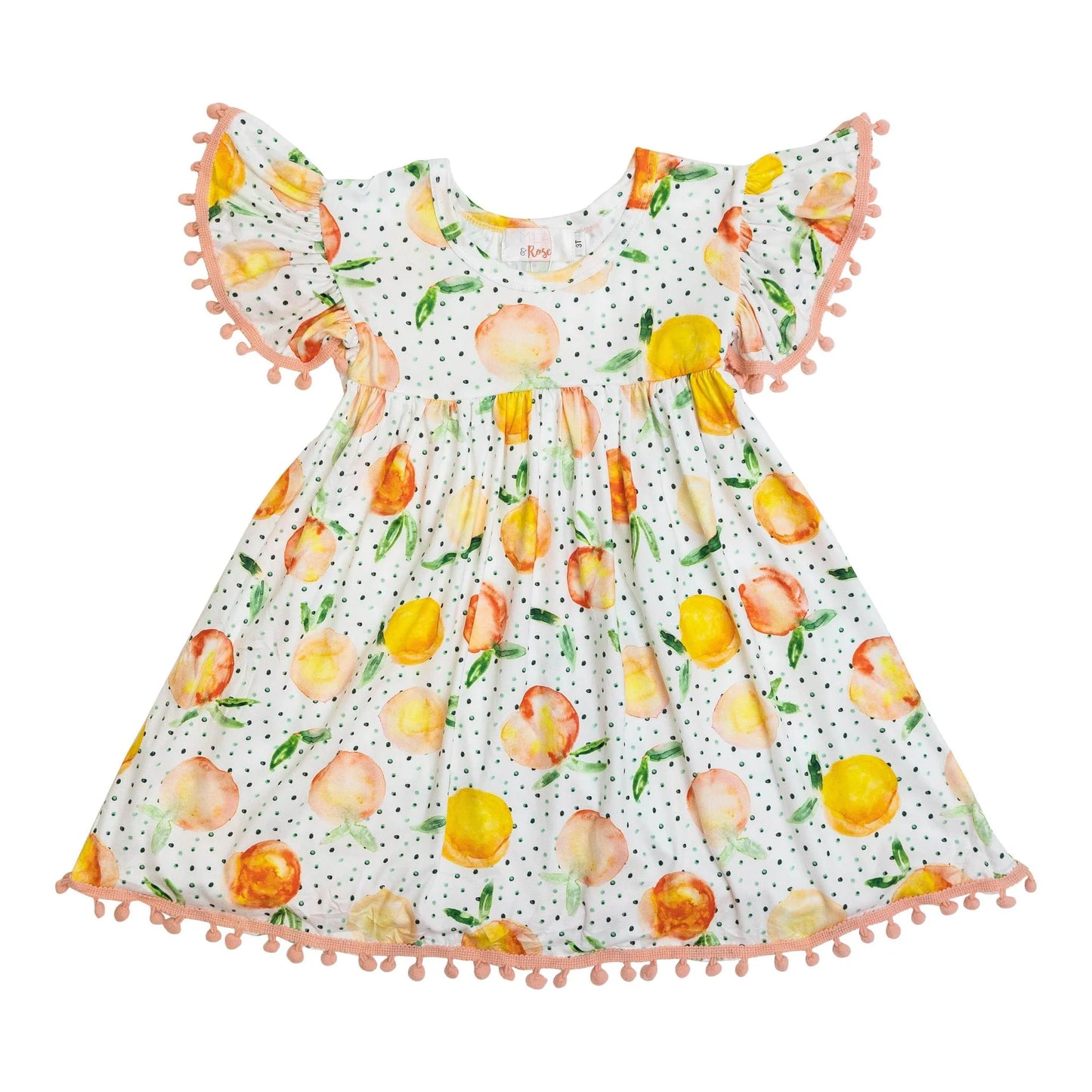 Girls Your a Peach Pompom Dress