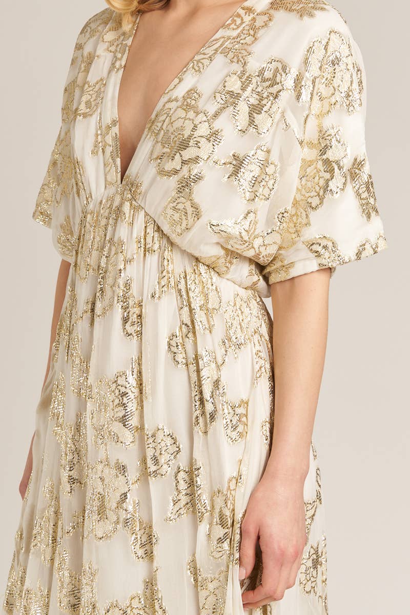 V-Neck Kimono Sleeve Maxi Dress