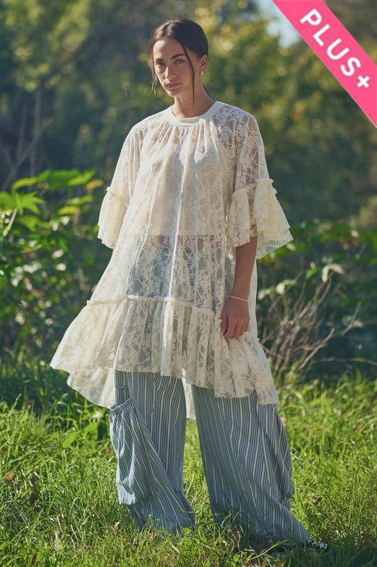 Sheer Lace Flowy Tunic (Curvy)