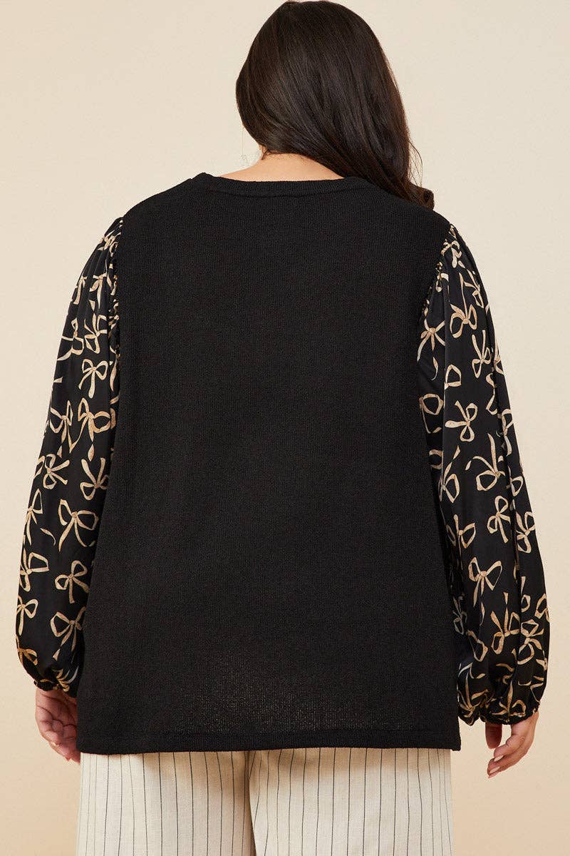 Bow Print Top (Curvy)