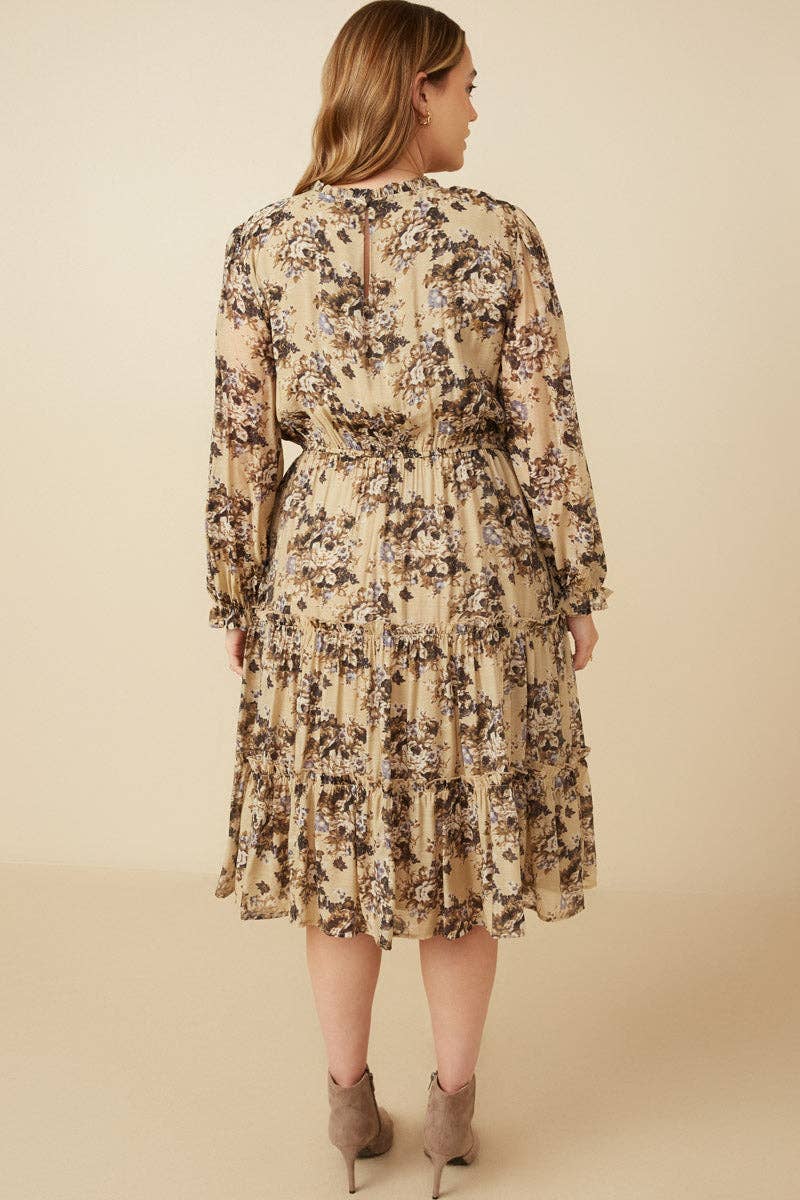 Romantic Floral Ruffle Tiered Dress