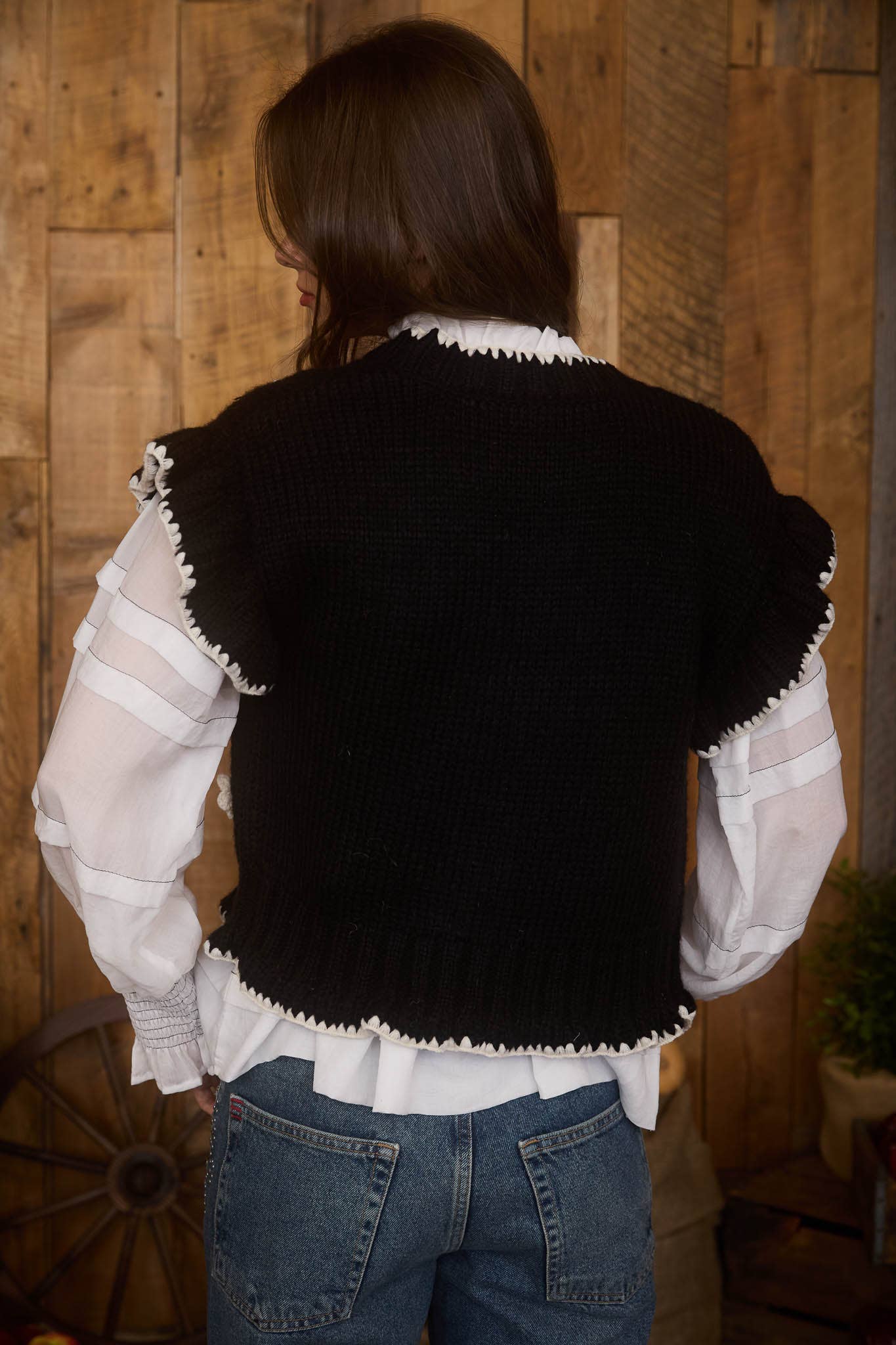 Crochet Floral Ruffled Knit Cardigan