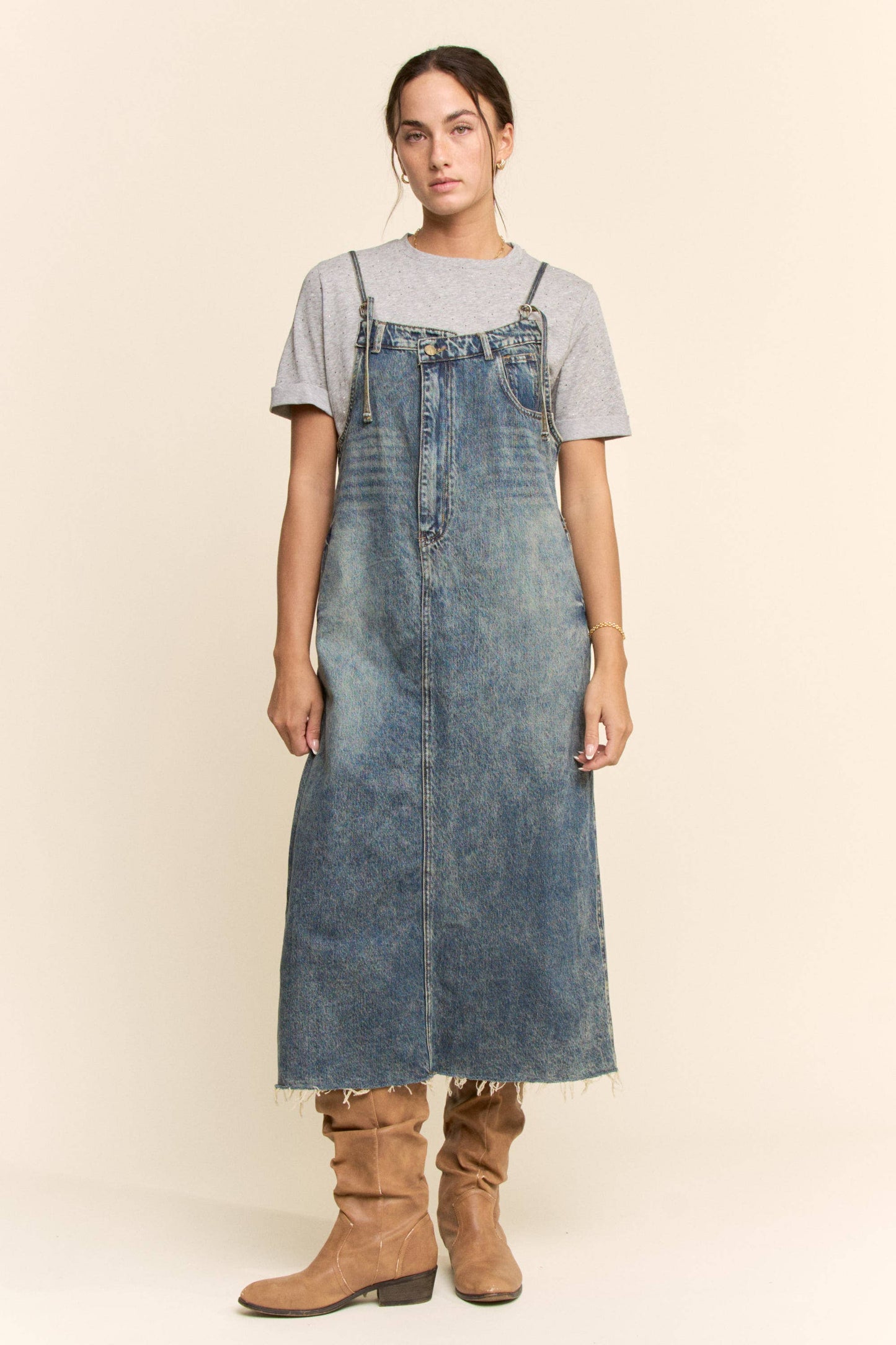 CASUAL DENIM SLIP DRESS WITH SPAGHETTI STRAPS