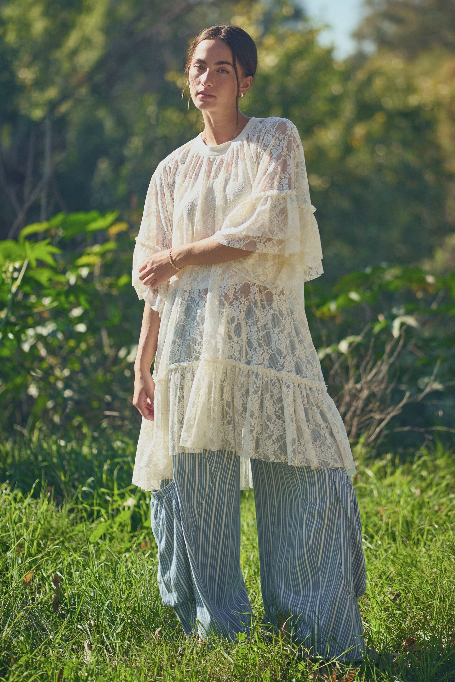 Sheer Lace Flowy Tunic (Curvy)