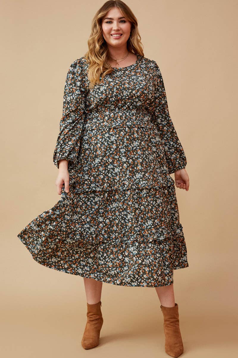 Ditsy Floral Ruffled Dress (Curvy)