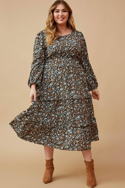 Ditsy Floral Ruffled Dress (Curvy)