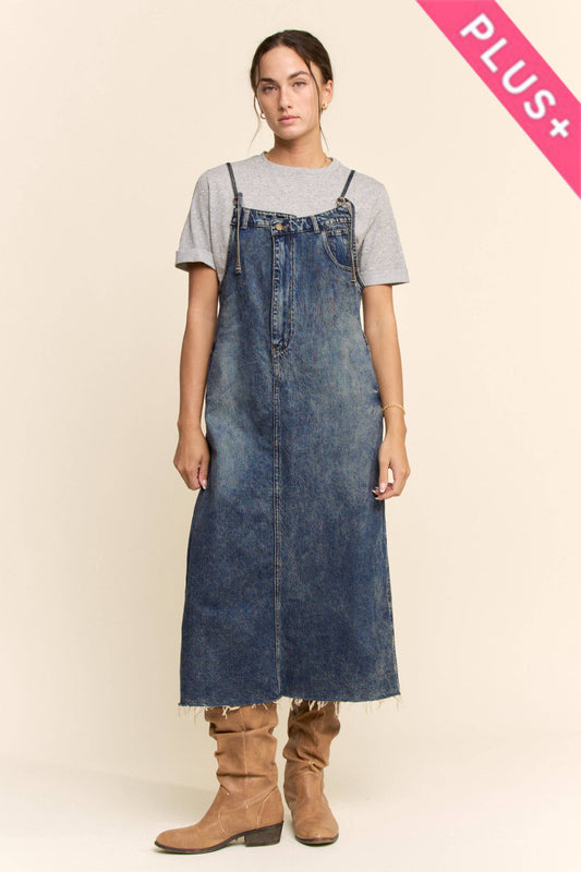 CASUAL DENIM SLIP DRESS SPAGHETTI STRAPS (Curvy)