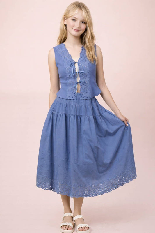 Scallop Lace Top & Midi Skirt