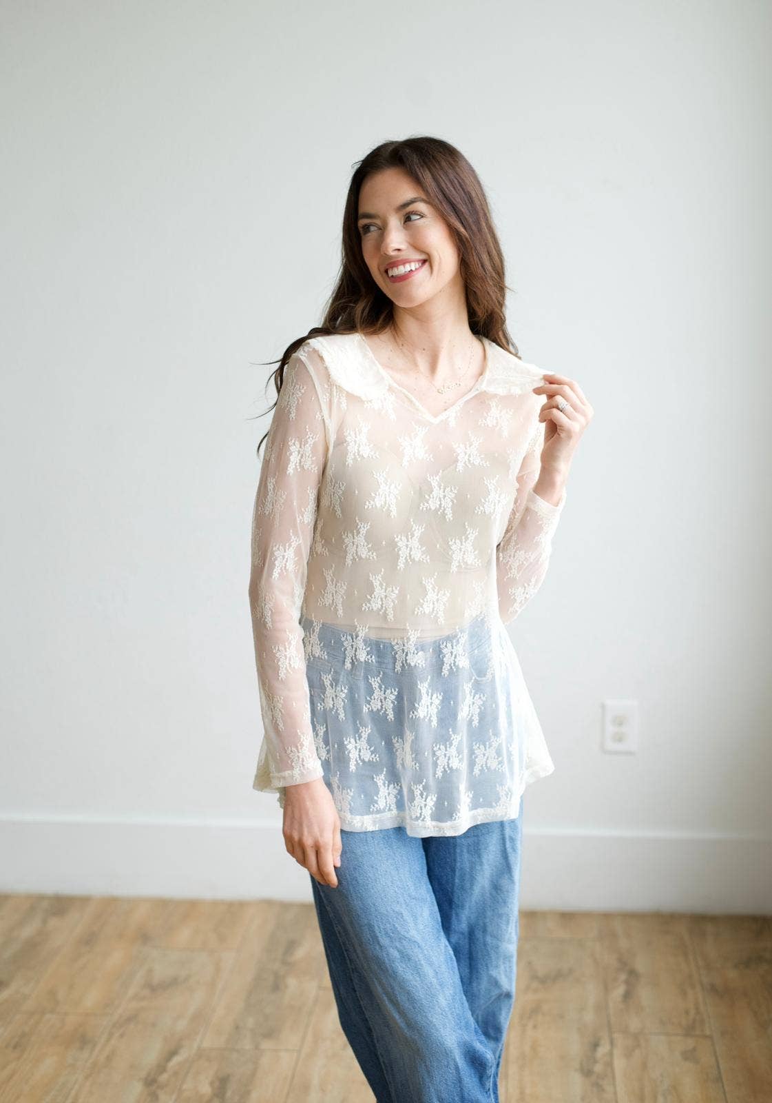 Ivory Collar Lace Top