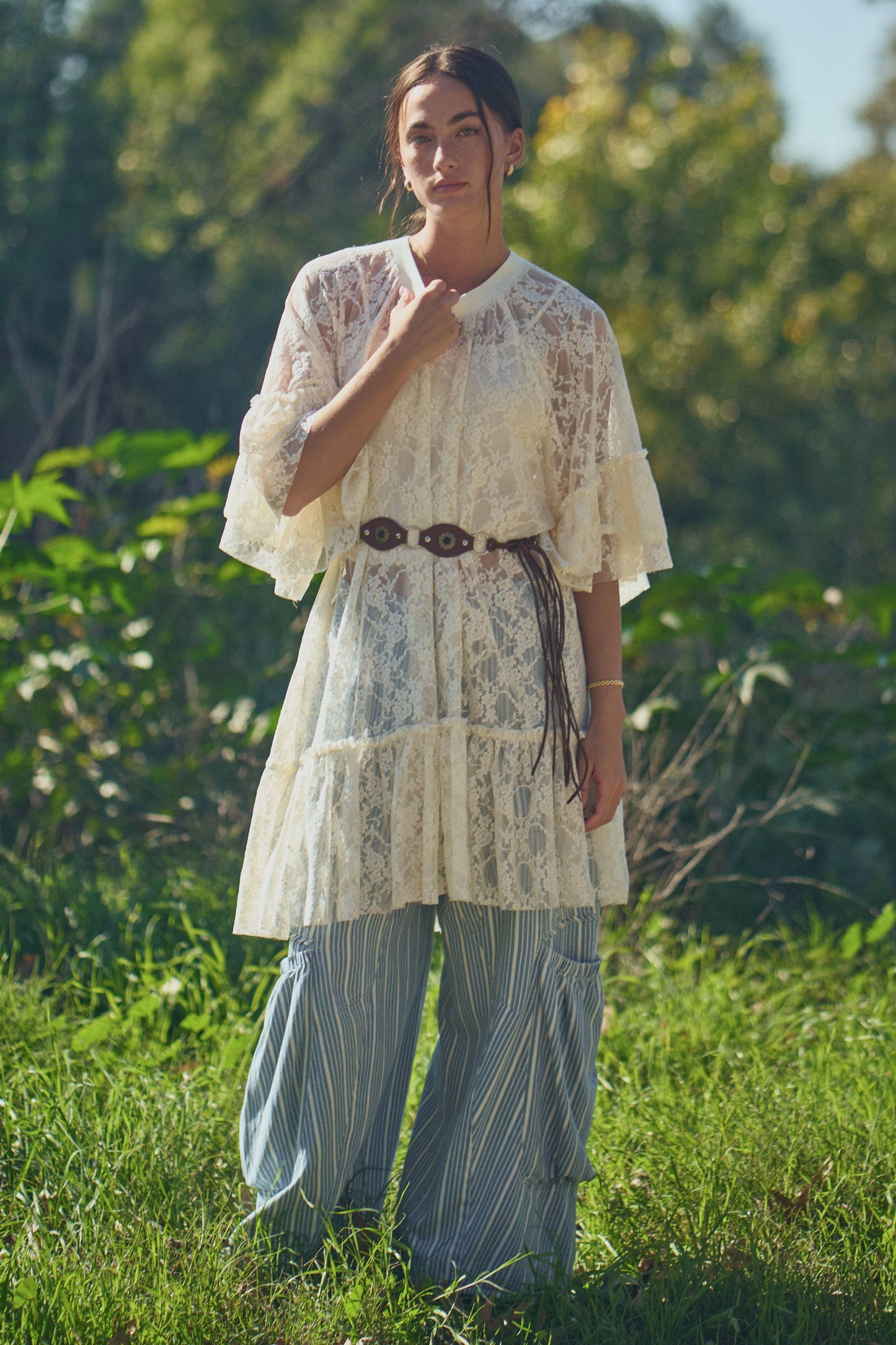 Sheer Lace Flowy Tunic (Curvy)
