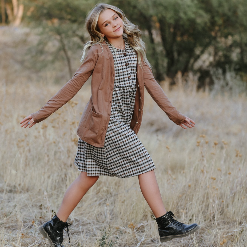 Toddler & Kids Knit Cardigan - Unisex Cotton Blend Sweater - Dark Mocha