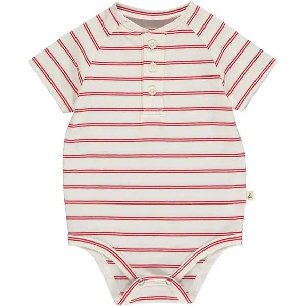 Raglan Striped Baby Bodysuit | Red & White Cotton Onesie