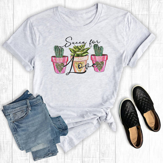 Funny Succulent T-Shirt | "Succa for Love" Valentine's Day Cactus Tee | Cute Plant Lover Gift | Women's Graphic Tee